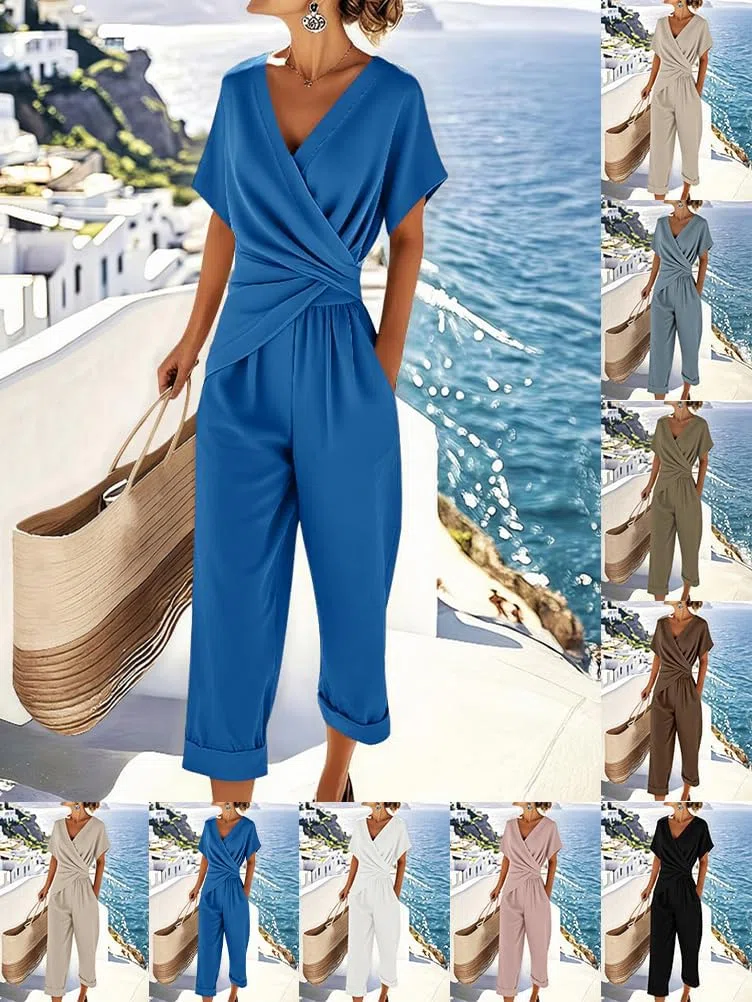 shownicer Completo Donna Elegante Tuta Estivo 2 Pezzi Set Maniche Corte Top E Pantaloni Curvy Completo Due Pezzi Set Completi Tute