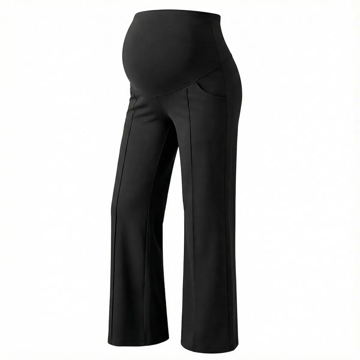 Pantaloni Premaman da Donna a Gamba Larga, Comodi Pantaloni da Salotto, Morbidi Pantaloni Premaman a Palazzo con Tasche