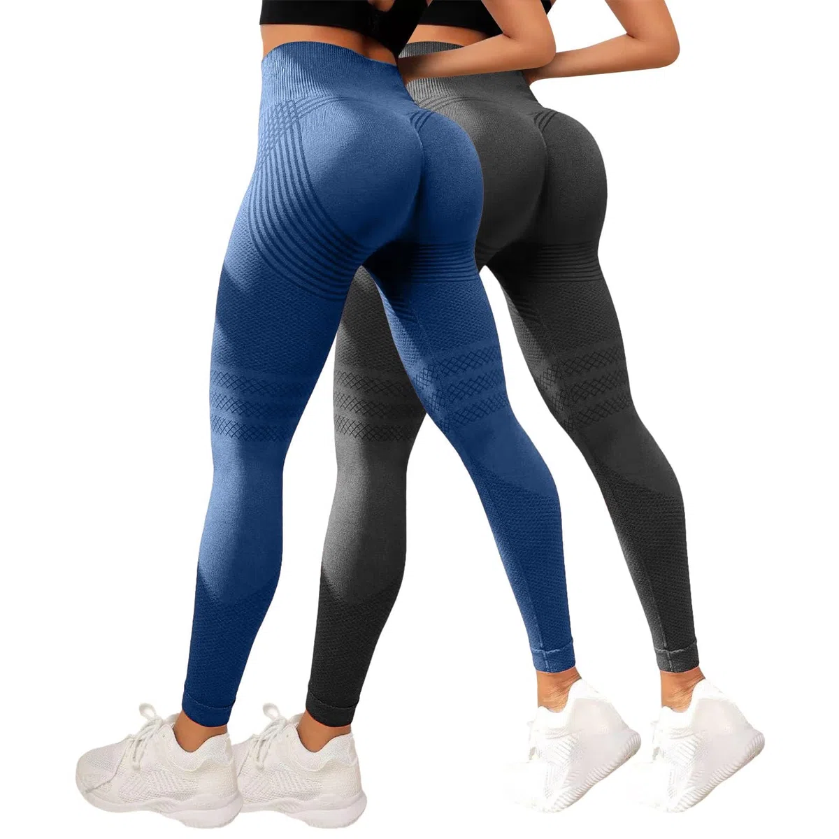 Generico 2 Pezzi Leggins Anticellulite Donna, Leggings Donna Push up Leggings Sportivi Vita Alta Anticellulite Pantaloni Palestra per Fitness Yoga Pant Pantacollant Leggins Compressione Graduata