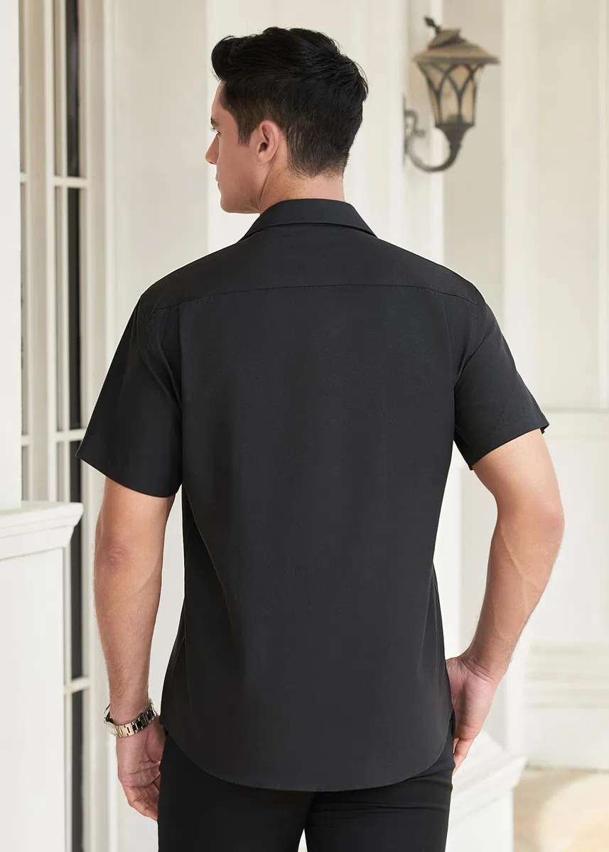 HISDERN Camicia Uomo Oxford Maniche Corte Button Down Camicie Uomo Estiva da Ufficio Manica Corta con Tasca vestibilità Regolare