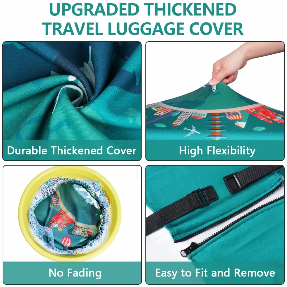 Flintronic Cover Proteggi Copertura per Valigie, 29-32 Pollici Coperture per Valigie, Elastico Cover Proteggi Valigia, Copri Valigia, Coperchio per Bagagli (con Etichetta/Cinghia per Bagagli)