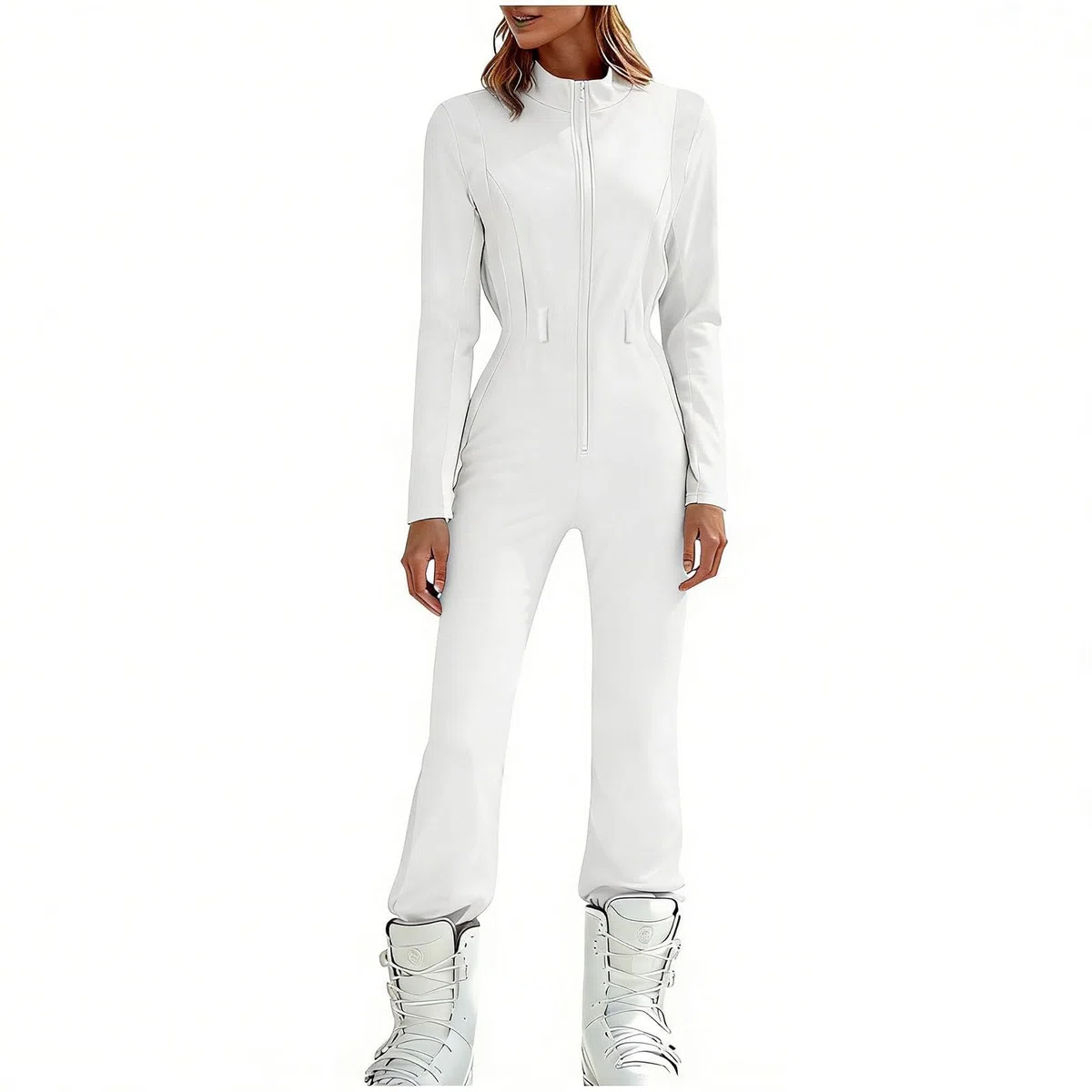 Tuta da sci da donna, elegante tuta da sci invernale, tuta da neve, tuta da sci, tuta da sci calda, tuta da sci alla moda, con chiusura lampo