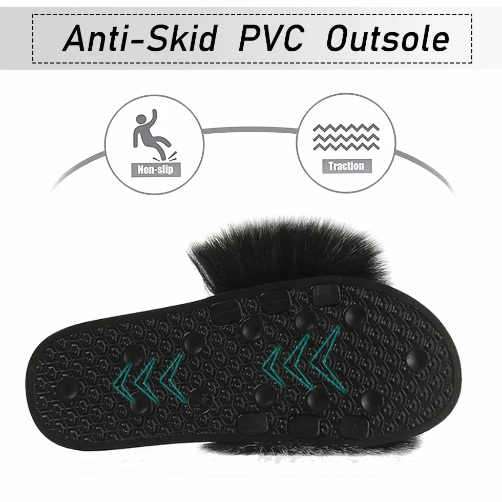 Ciabatte Pelose Donna Pantofole Pelliccia Estive Punta Aperta Ciabatte Casa Scarpe Sandalo Fluffy Peluche Slides