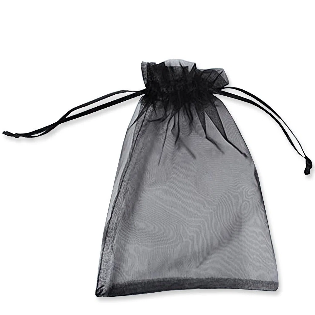 100 Pezzi 20x30cm (7.9x11.8 Pollici) Sacchetti Organza Sacchetti Regalo, Multicolori Organza Bags Saccgetti Portaconfetti Borse Gioielli Sacchetto di Caramelle - Nero