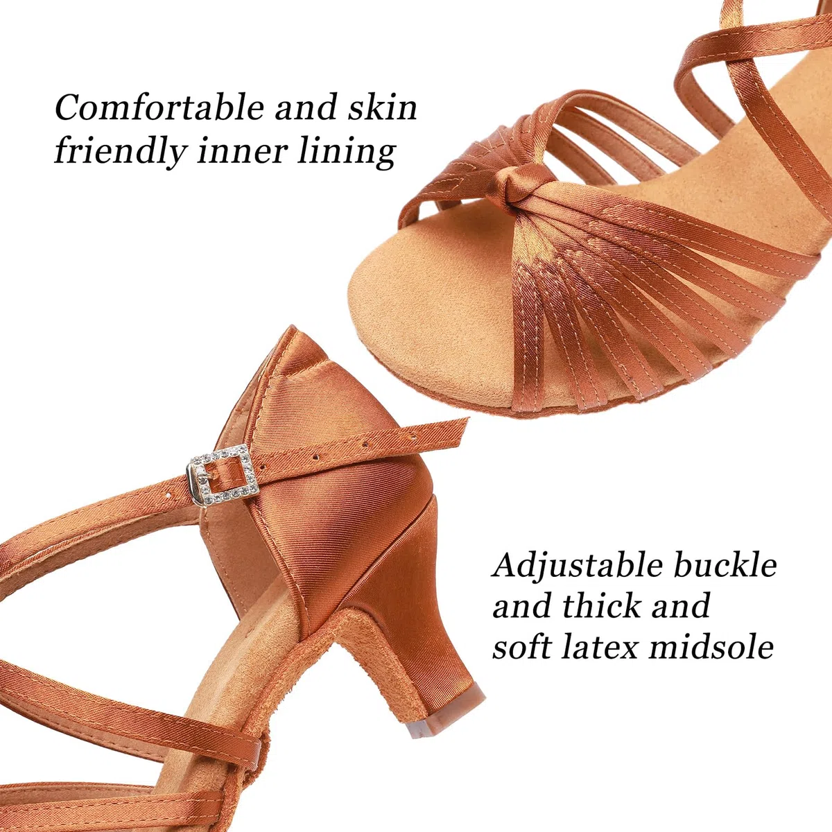 Rosefinch Scarpe da Ballo Latino per Le Donne Salsa Scarpe da Ballo Performance Professionale Pratica Scarpe da Ballo Tacco 5/7cm 34-43EU