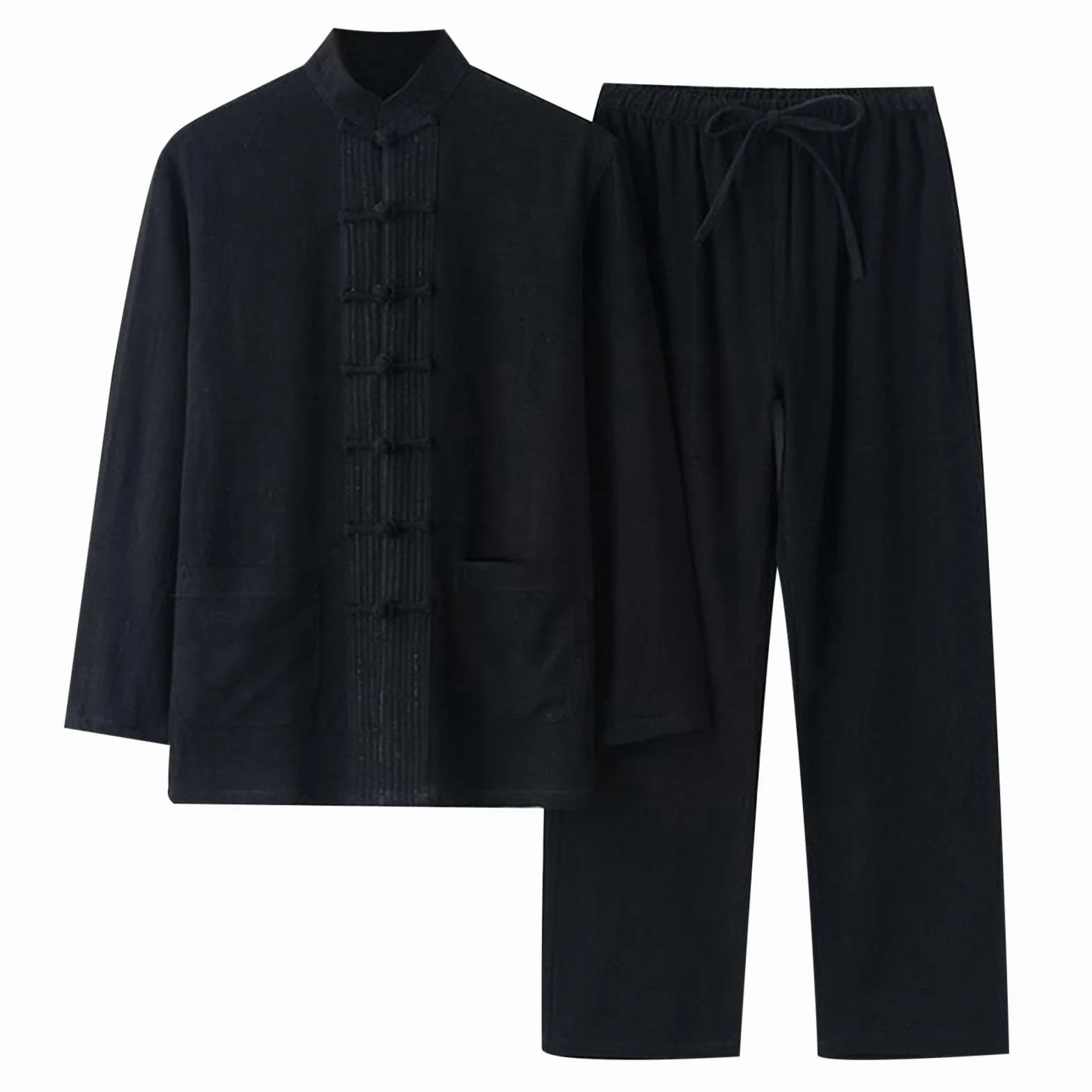 Tai Chi Set per Uomo - 2 Pezzi Cinese Tradizionale Tang Suit Arti Marziali Abbigliamento Camicias + Pantaloni,Allenamento Tuta Casual Uniforme Tuta da uomo Medievale Abbigliamento Kung Fu Suit