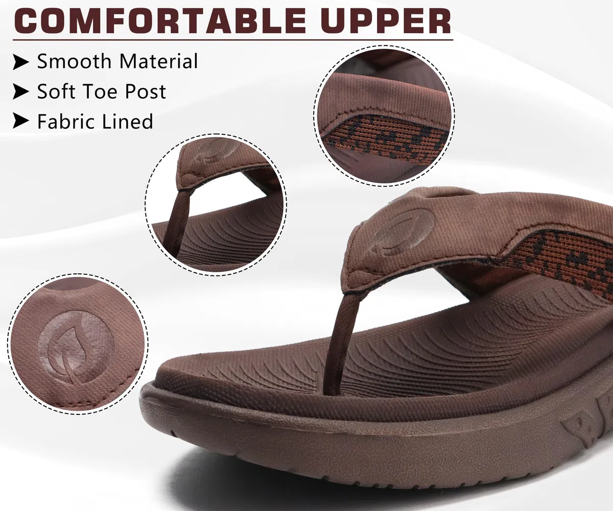 ONCAI Infradito Sandali Infradito in Pelle da Uomo Arch Support Scivoli Sportivi Pantofole con Suola in Schiuma Yoga