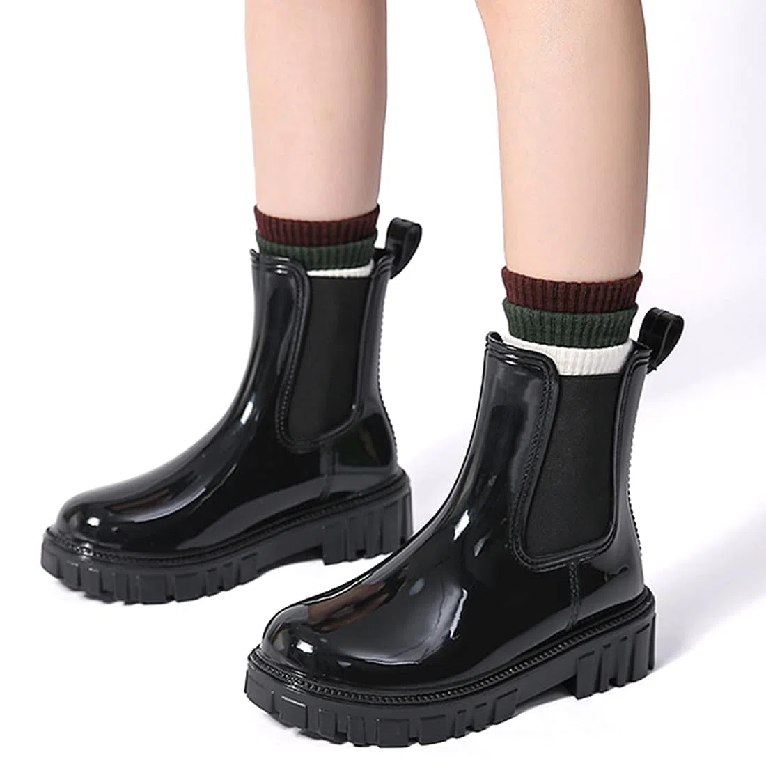 Harssidanzar Donna Stivaletti Pioggia Impermeabili Chelsea Boots,Stivali da pioggia antiscivolo e scarpe da giardino per donne con solette confortevoli HL211EU