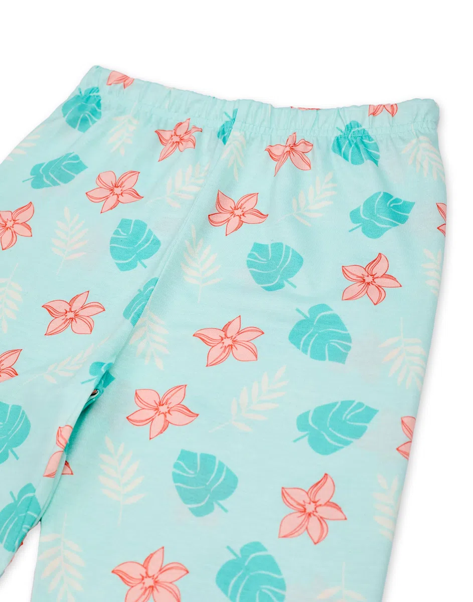 Disney Set Pigiama per Ragazze Moana | Top a Maniche Corte con Grafica dei Personaggi di Moana e Pua per Bambini e Pantaloni del Pigiama a Gamba Lunga in Blu | Indumenti da Notte con Stampa