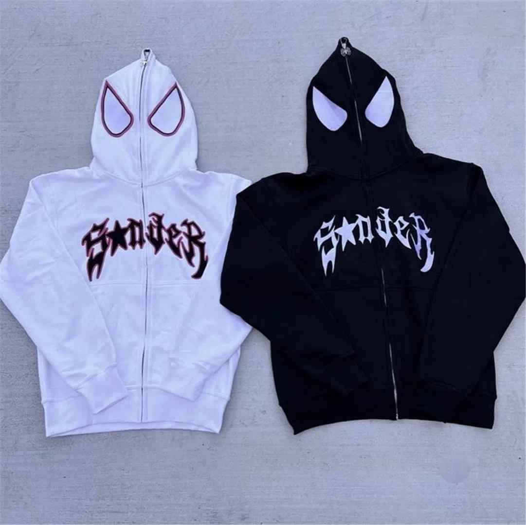 Felpa con Cappuccio da Donna Uomo Y2K Spider Grunge Hoodie Oversize Punk Clothes Tops a Maniche Lunghe Halloween Sweatshirt