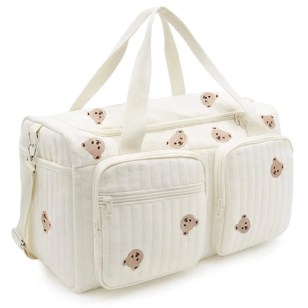 Borsa Parto Ospedale Mamma, Fasciatoio e Organizer Passeggino, Cambio Neonato Capiente, Borsa Mamma Multiuso in Cotone con Ricamo, 48 × 22 × 26 cm, per Ospedale, Viaggio e Pannolini