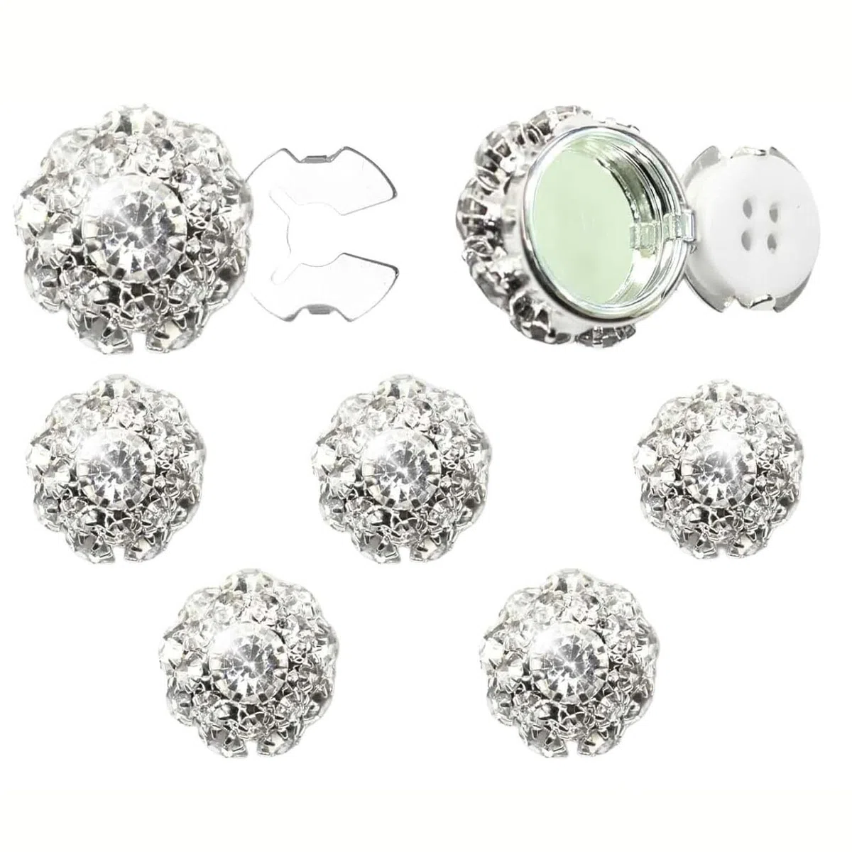 Copri Bottoni con Strass, Copri Pulsanti in Cristallo,Copri Bottoni Decorativi con Strass, Clip per Bottoni della Camicia Staccabili, Cristallo Copri Bottoni