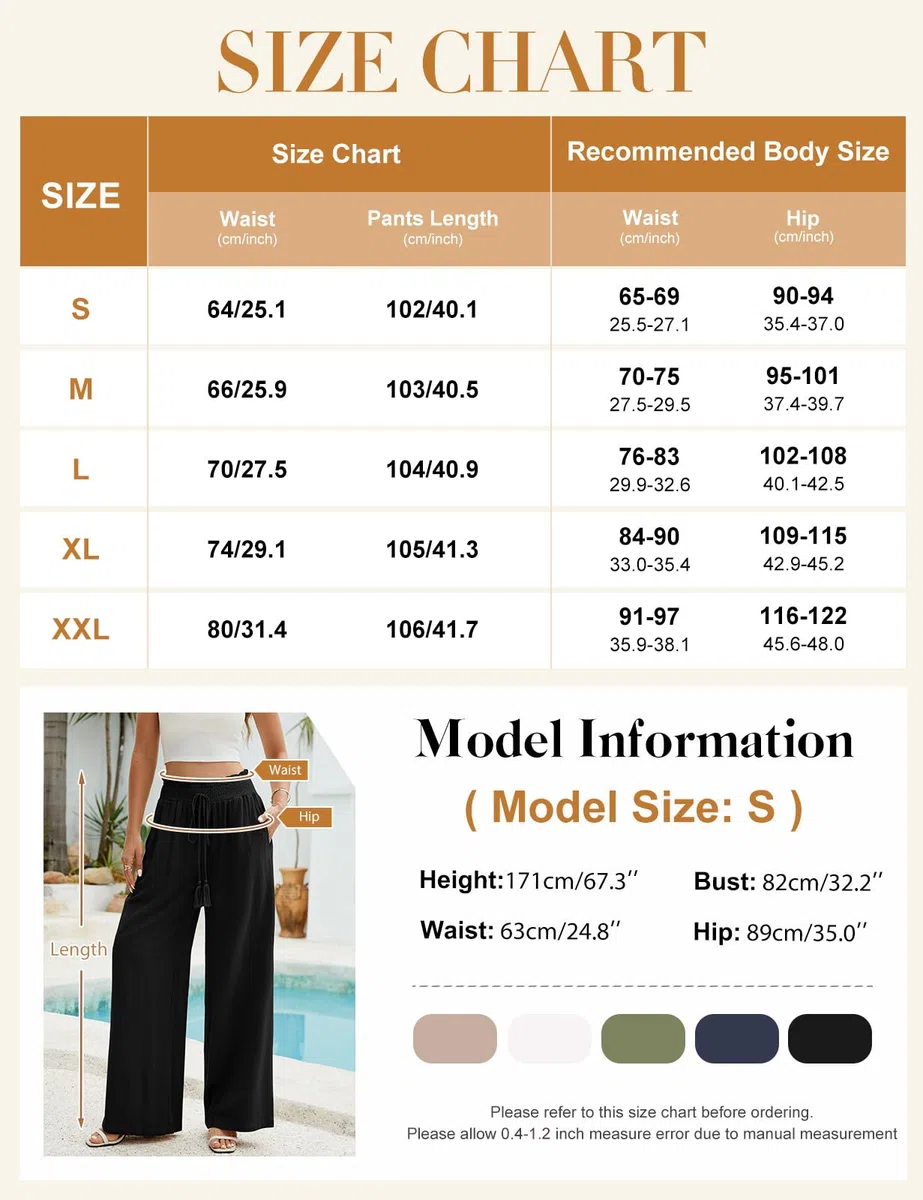 Pantaloni Donna Estivi Cotone e Lino Pantalone Elastico a Vita Alta Eleganti Pantaloni Comodi Loose Lounge Pantaloni da Spiaggia con Tasche