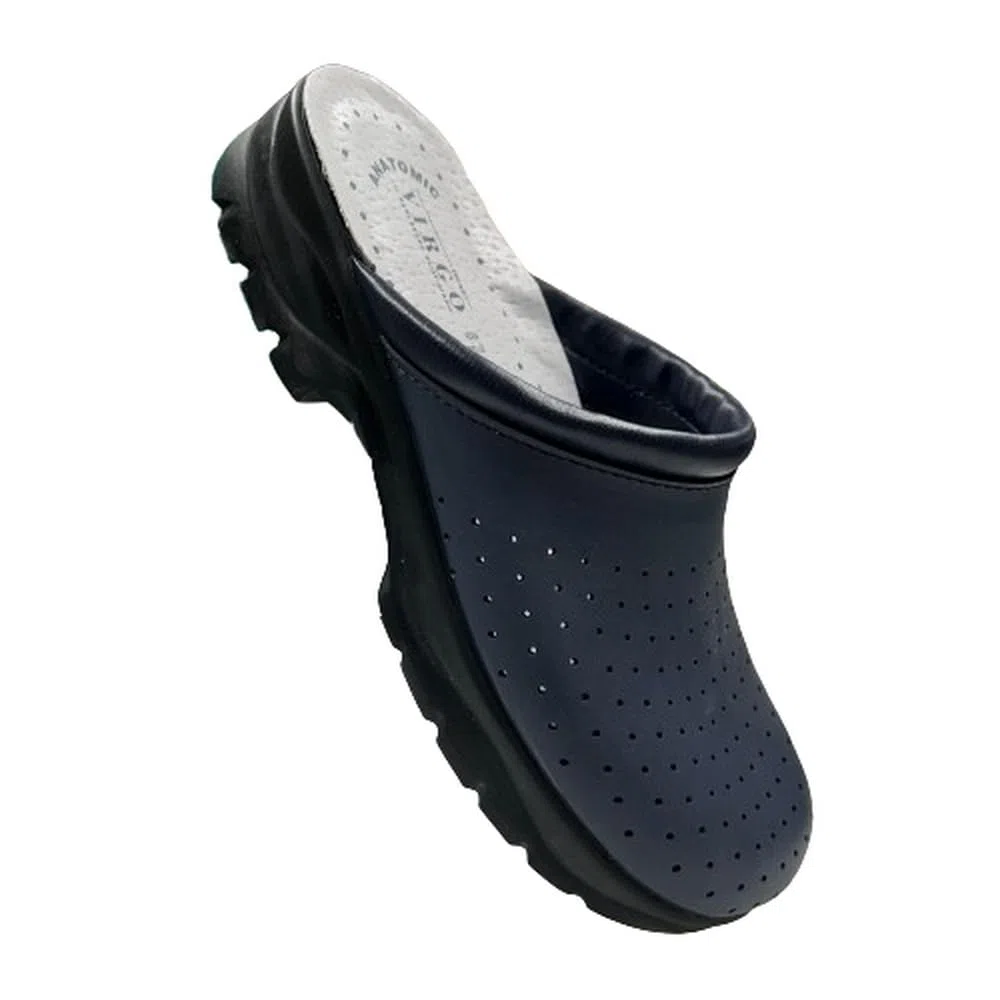 Zoccoli da Uomo in Pelle con Suola Anatomica – Ciabatte Sanitarie Confortevoli, Traspiranti, per Ospedali, Cucina o Uso Quotidiano – Made in Italy