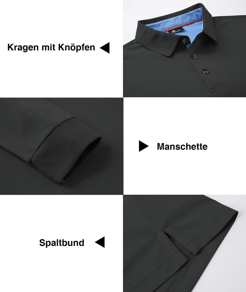 zitysport Polo Uomo Manica Lunga Traspiranti Asciugatura Rapida Camicie a Maniche Lunghe Uomo Camicie Estive Bottoni Uomo Camicia Sportiva Casual Basic Regular Fit Golf Polo Shirt
