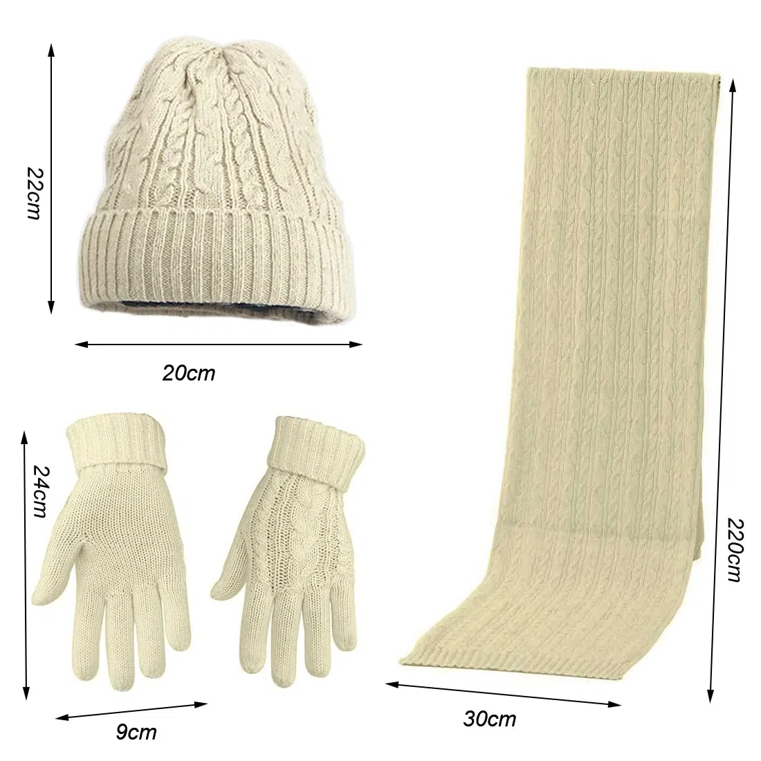 Warmiehomy Set Inverno per Donne, 3 Pezzi Set di Sciarpa Guanti Cappelli, Berretto Cappello Maglia con Sciarpa Berretti in Maglia Guanti e Manopole Sciarpe e Stole, Morbidi e Caldi