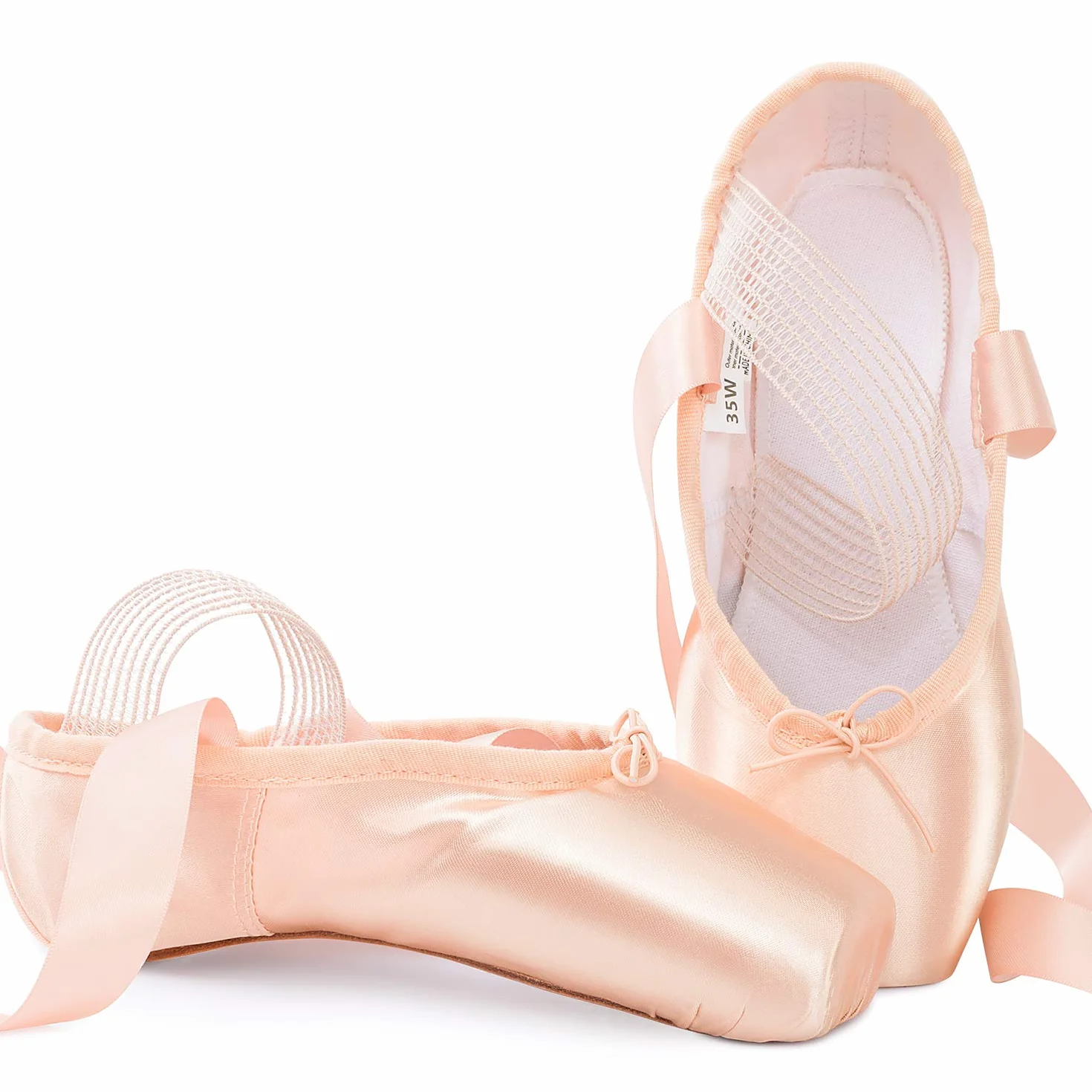 Soudittur Scarpette da Danza Classica Punte Pointe Balletto Scarpe da Ballo Comprende Scarpette salvapunte e Nastri per Donna e Ragazza S003 (Suggerisci Seleziona Una Taglia più Grande)