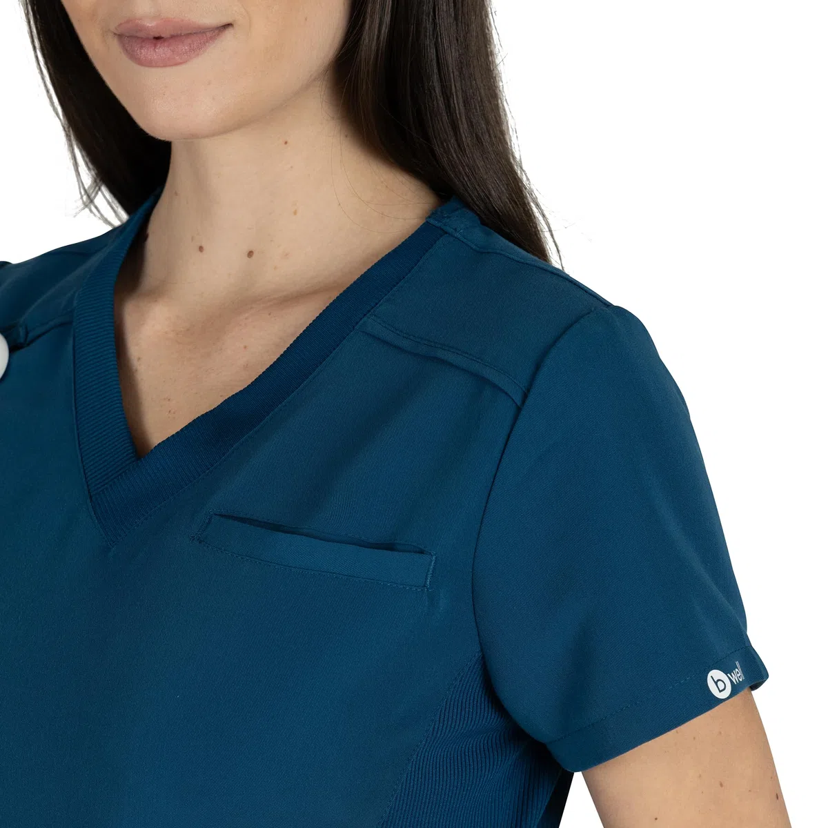 B-well Julia Casacca Medico Donna Divisa Sanitaria Uniforme Infermiera Maniche Corte Spandex