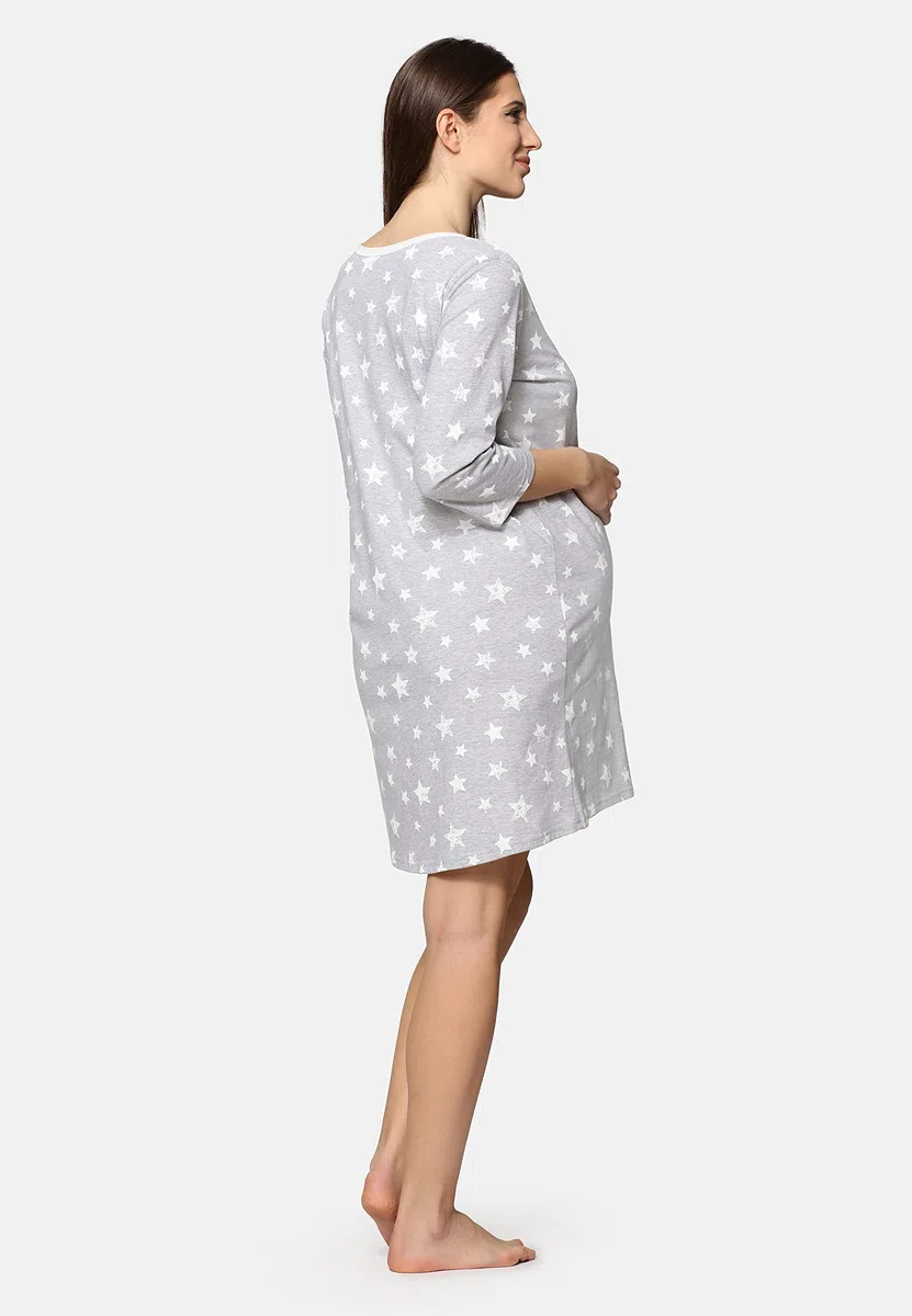 Be Mammy Camicia da Notte di maternità da Donna con Manica 3/4 e Funzione di Allattamento