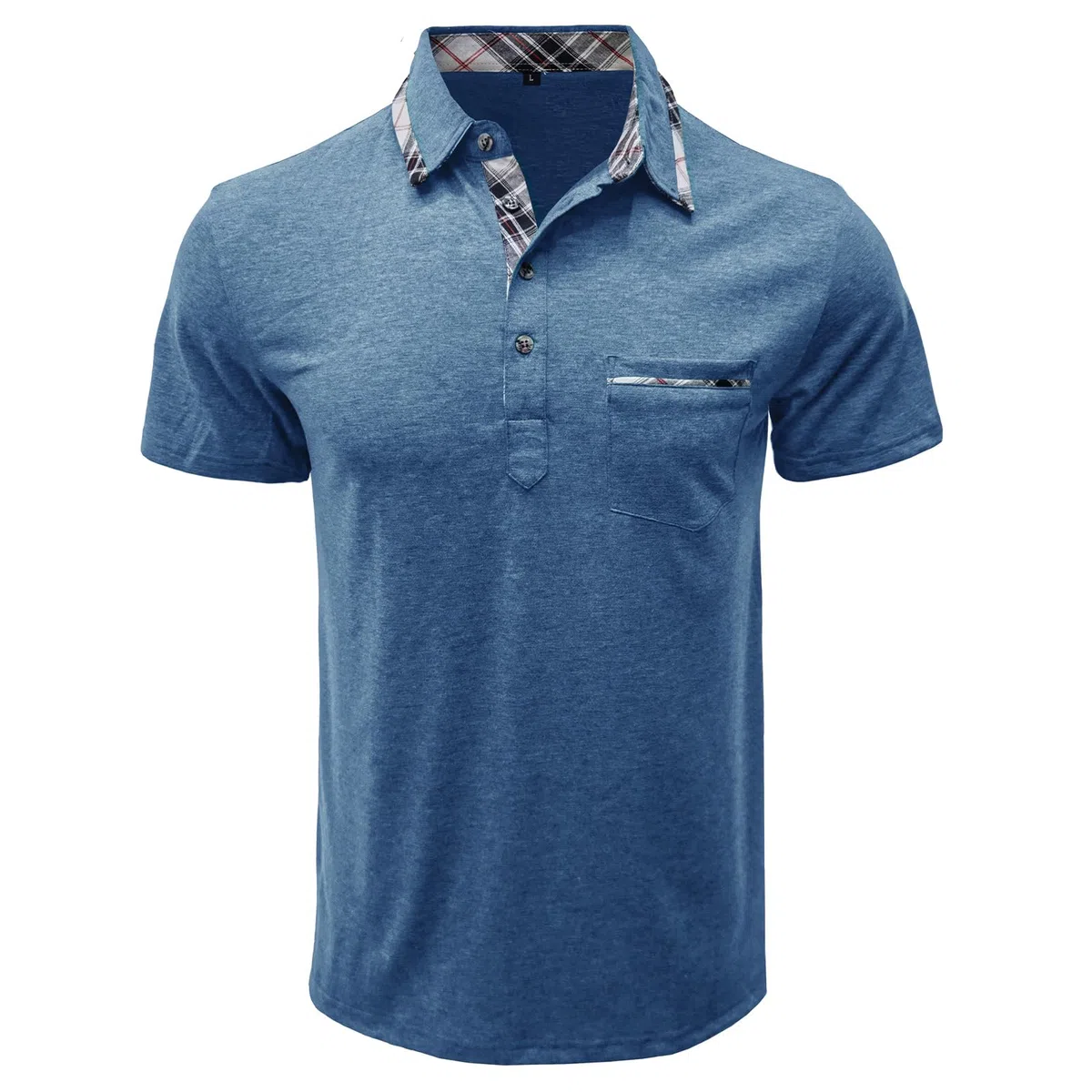Polo Uomo Manica Corta Cuciture a Quadri Polo con Tasca T-Shirt Estiva S-XXL