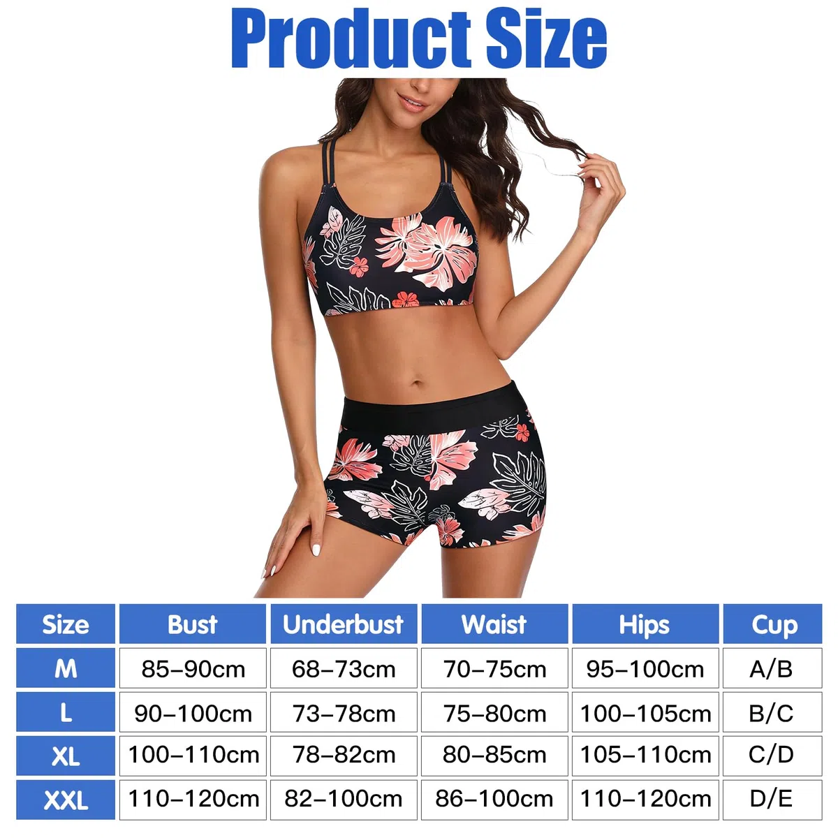 Set di Tankini da Donna, Costume da Bagno con Incrocio di Lacci sul Retro e Design Forato, Costume da Bagno a Due Pezzi, Slip Boxer Shapewear per Snellire la Pancia
