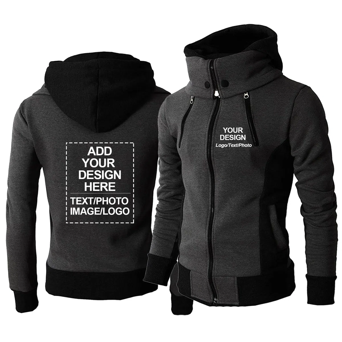 Felpe con Cappuccio Personalizzate da Uomo con Logo Fai da Te Testo Foto Felpa Cerniera Personalizzata Abbigliamento da Lavoro di Squadra Abbigliamento da Palestra Comodo