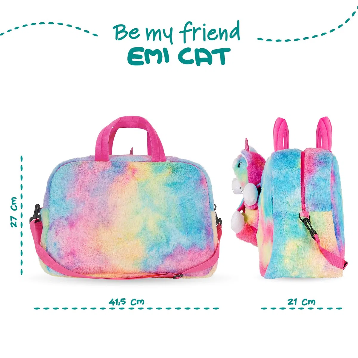 PERLETTI Accessori Bambina con Peluche Unicorno Kawaii - Zainetto Regalo Bambina Bambino 3 4 5 6 Anni - Zaino Borsa Morbido Bimbo Bimba Scuola Materna Leggero Peluche Estraibile