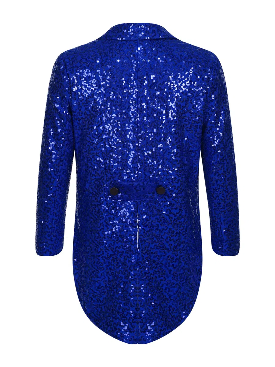 TiaoBug Giacca Frac di Paillettes Bambini e Ragazzi Blazer Elegante Tailcoat Giacca Tuxedo Gentiluomo Giacca da Cerimonia Matrimonio Nuziale Jacket Abito da Batessimo