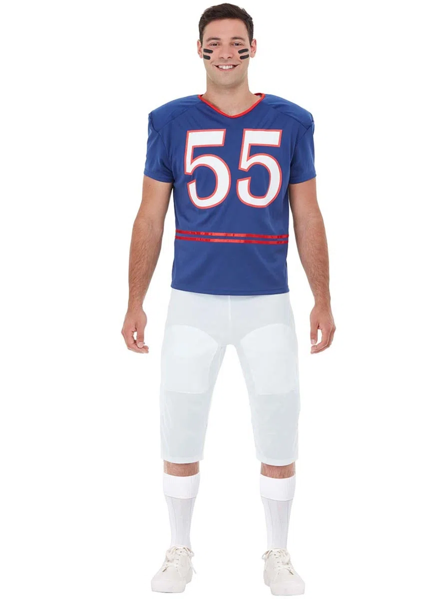 Funidelia | Costume da Football Americano per Uomo Taglia L Rugby, Quarterback, Football Americano, Professioni - Azzurro/Blu