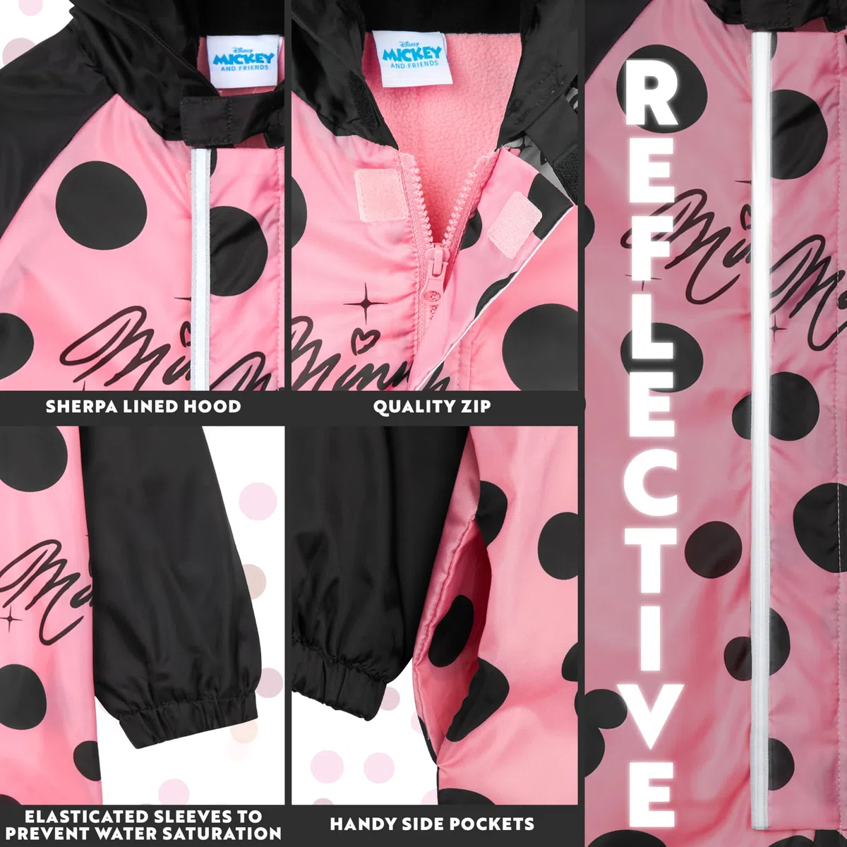 Get Trend Disney Tuta Antipioggia Bambina e Bimba Cappuccio Tuta Impermeabile Fodera in Pile Idea Regalo Ragazza