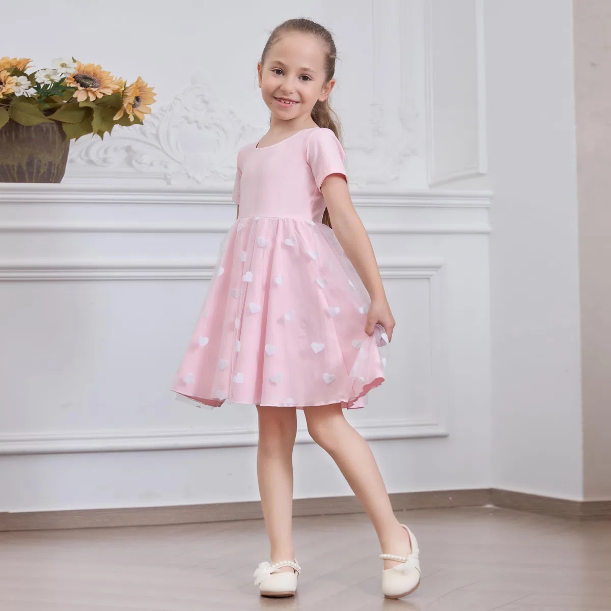 Vestito Bambina Principessa Abiti e Ragazze Cotone Ragazze Vestito Estivo Manica Elegante Abito da Sposa per Feste età 2-13 Anni