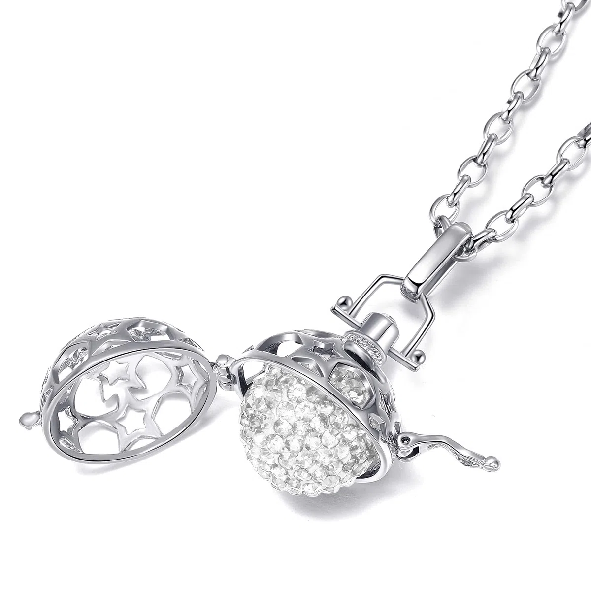 Morella Catenina Donna in Acciaio Inox 70 cm con Ciondolo Stella e Sfera zirconi Ø 16 mm in Sacchetto di Velluto