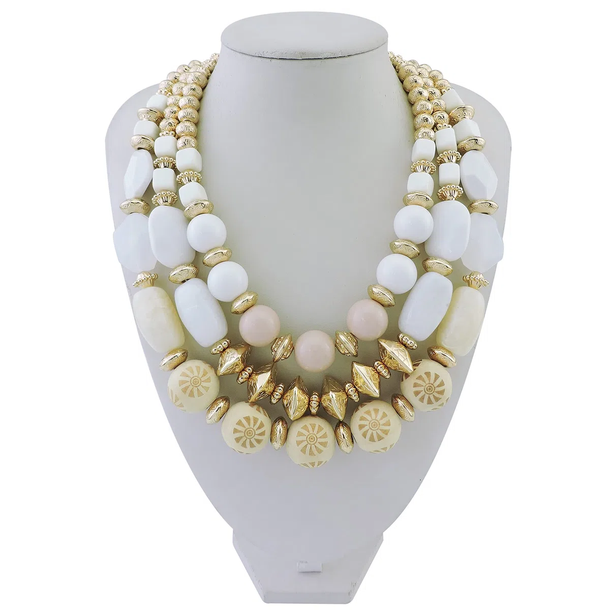 Bocar 3 strati Chunky Statement collana di perline moda multi strato donne collare collana (NK-10625)