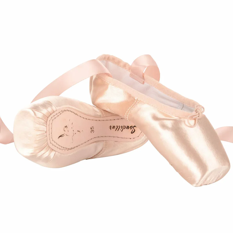 Soudittur Scarpette da Danza Classica Punte Pointe Balletto Scarpe da Ballo Comprende Scarpette salvapunte e Nastri per Donna e Ragazza(Si Prega di Selezionare Size One più Grande)