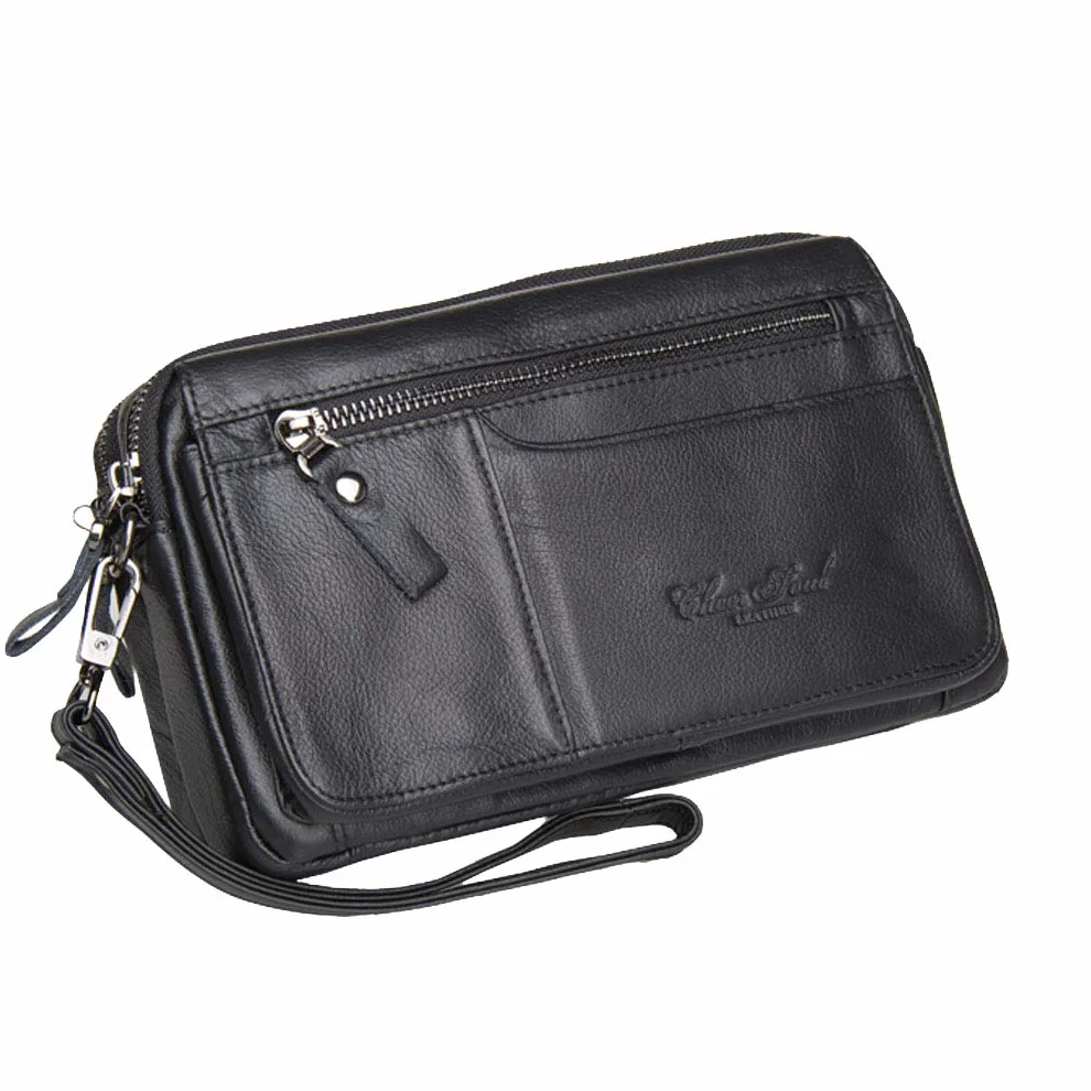 Pochette in pelle borsa da polso per uomo donna viaggi d'affari all'aperto organizzatore cinturino da polso marsupio portamonete portamonete tasca multipla porta telefono iPhone 7 Plus/8/8 Plus/X, #01