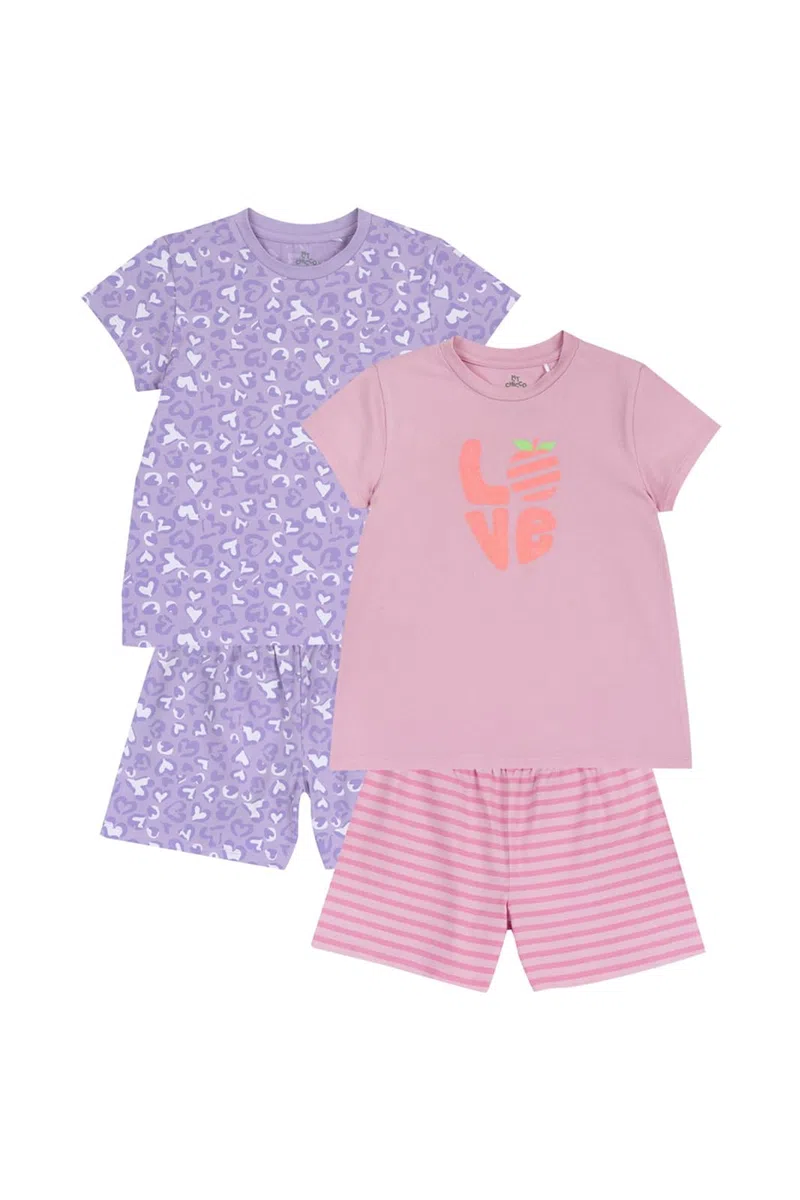 Chicco, Pigiami Bambino e Bambina, Set di 2 Pigiami Corti, con T-Shirt e Pantaloncini, in 100% Cotone, Ottimi per la Primavera e L'Estate, Abbigliamento Bambino e Bambina