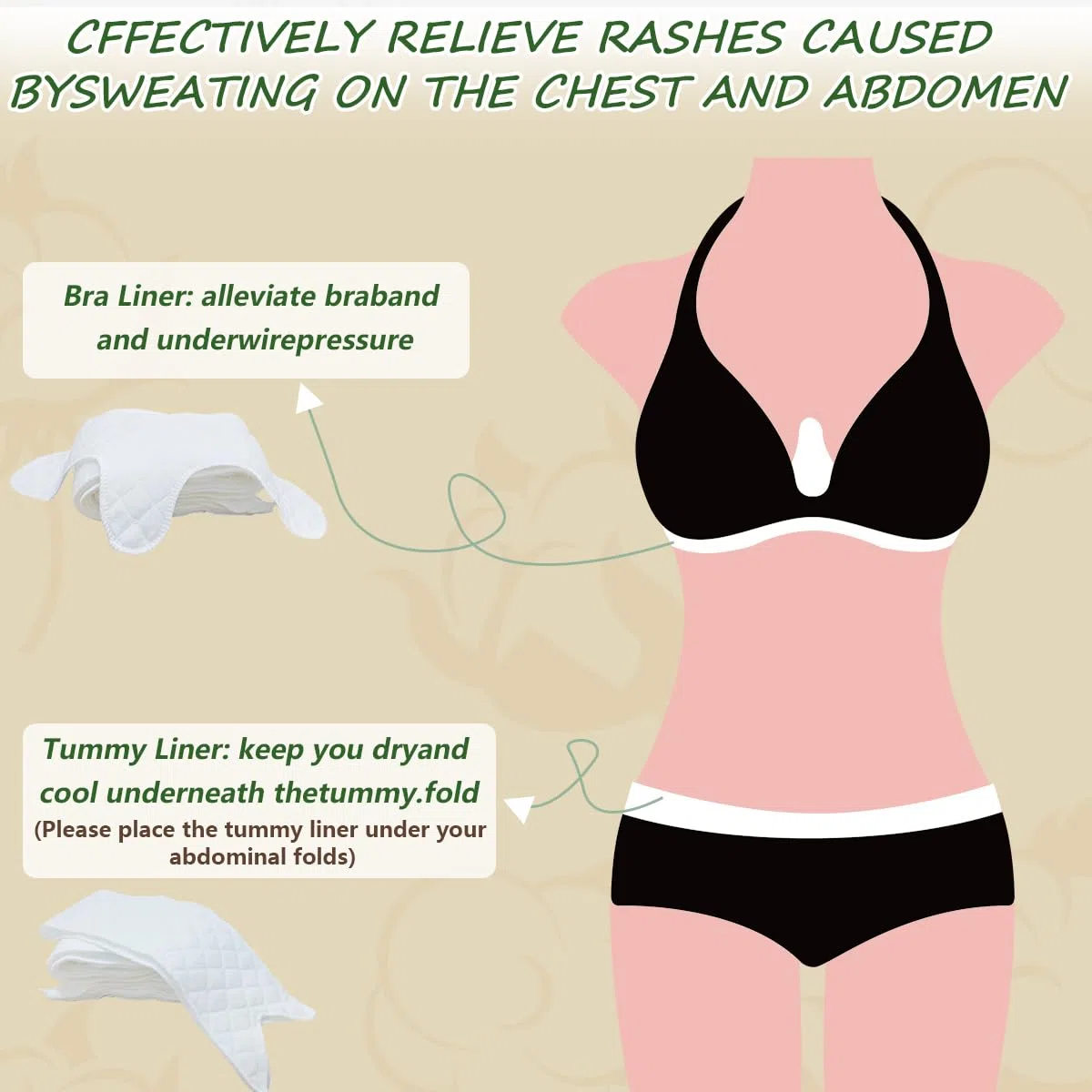 16 fodere per il sudore in cotone sotto il reggiseno, 3 strati riutilizzabili in cotone, supporto fresco per prevenire irritazioni e arrossamenti, imbottiture lavabili per reggiseno in cotone