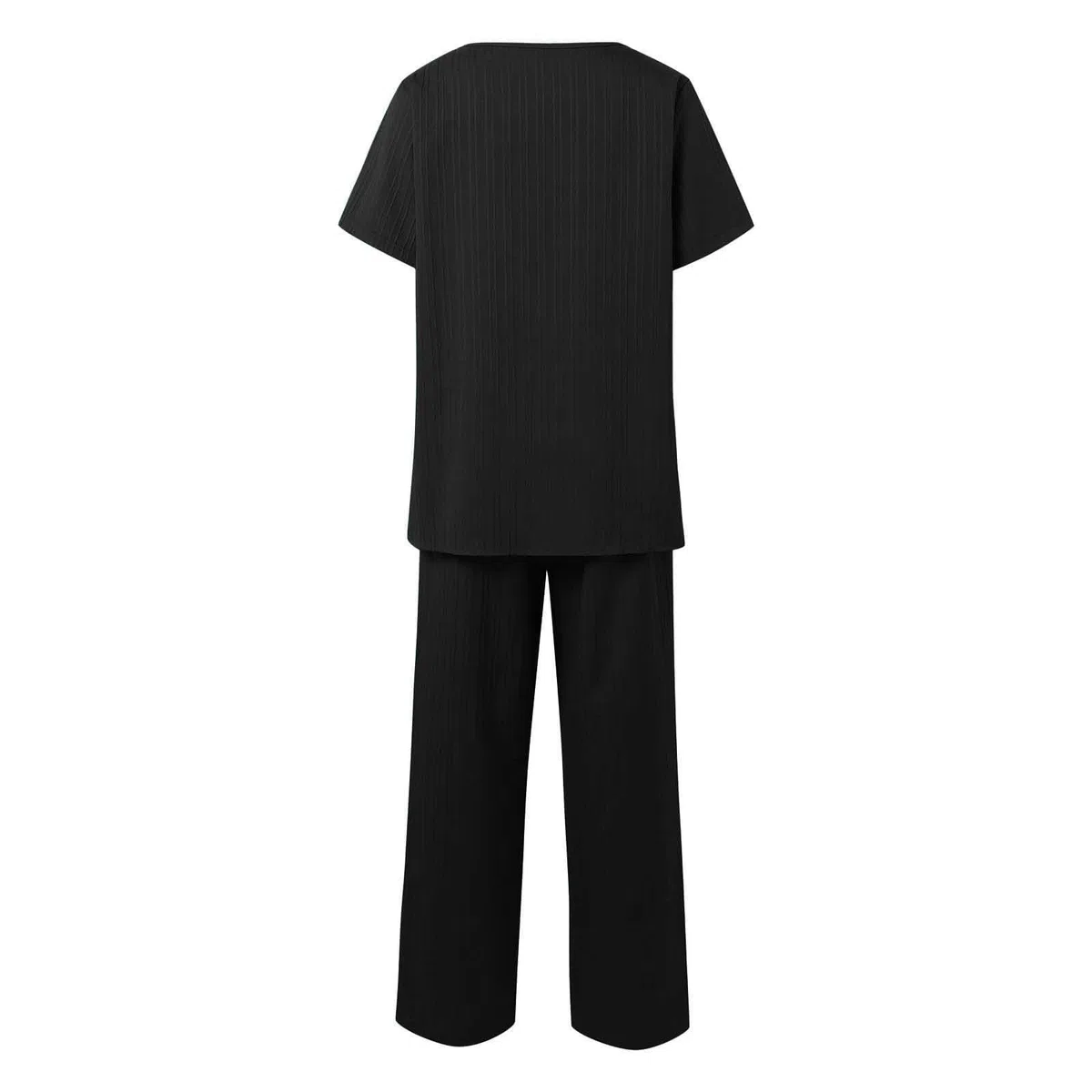 Generico Completo Estivo Donna Lino Tailleur Donna Estiva Maniche Corte Scollo a V Tuta Completa Lino e Cotone Completi Set Casual Relax Corte Top e Pantaloni Estivi da Casa Ideale Per le Vacanza
