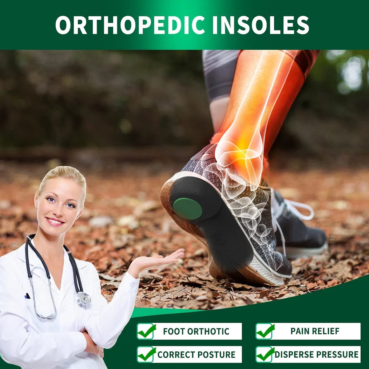 QBK Solette Scarpe Antinfortunistiche 3/4 Arco Alto Supporto Solette Ortopediche per Fascite Plantare Solette Anti Fascite Plantare per Piede Piatto Arco Alto e Sollievo Dolore, L