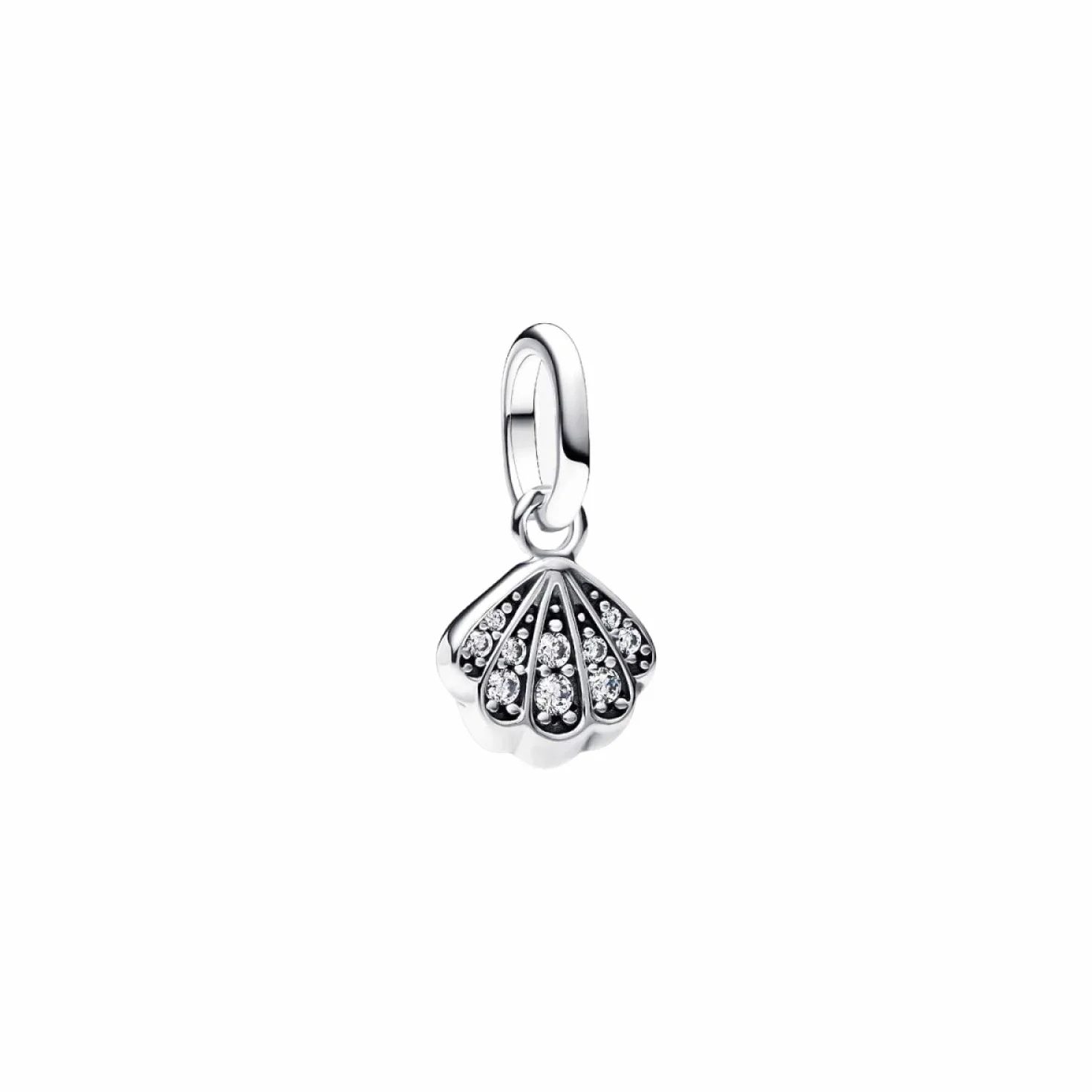 Pandora ME 793855C01 - Ciondolo a forma di conchiglia scintillante, in argento sterling con zirconi, compatibile con Me e Moments, 2,2x10,2x8,2 mm, Argento sterling, Zirconia cubica