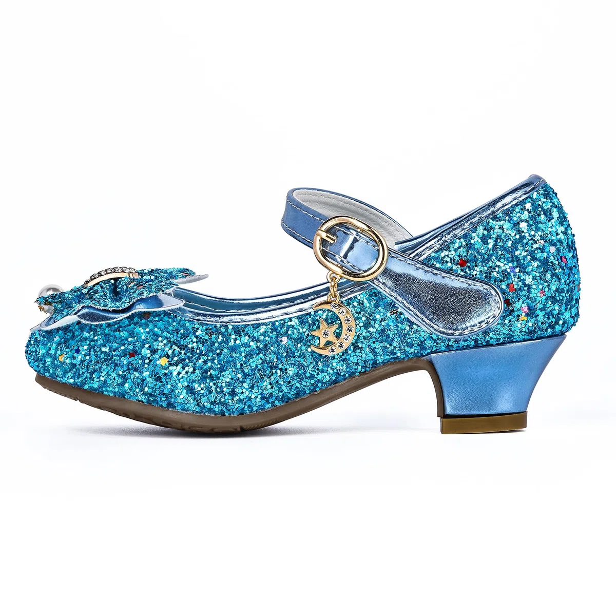 Ulikey Chaussure Princesse Fille, Chaussures Talon Enfant, Paillette Ballerine Talon Fille, Chaussures Paillettes Fille