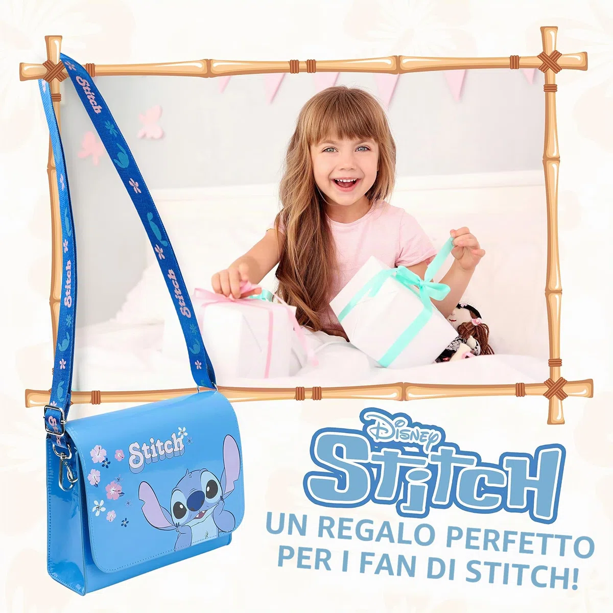Disney Borsetta Bambina - Stitch Frozen Borsa Bambina Borsa Tracolla Regolabile Stitch Gadget Originale Borse Bambina Idea Regalo Compleanno Comunione Natale