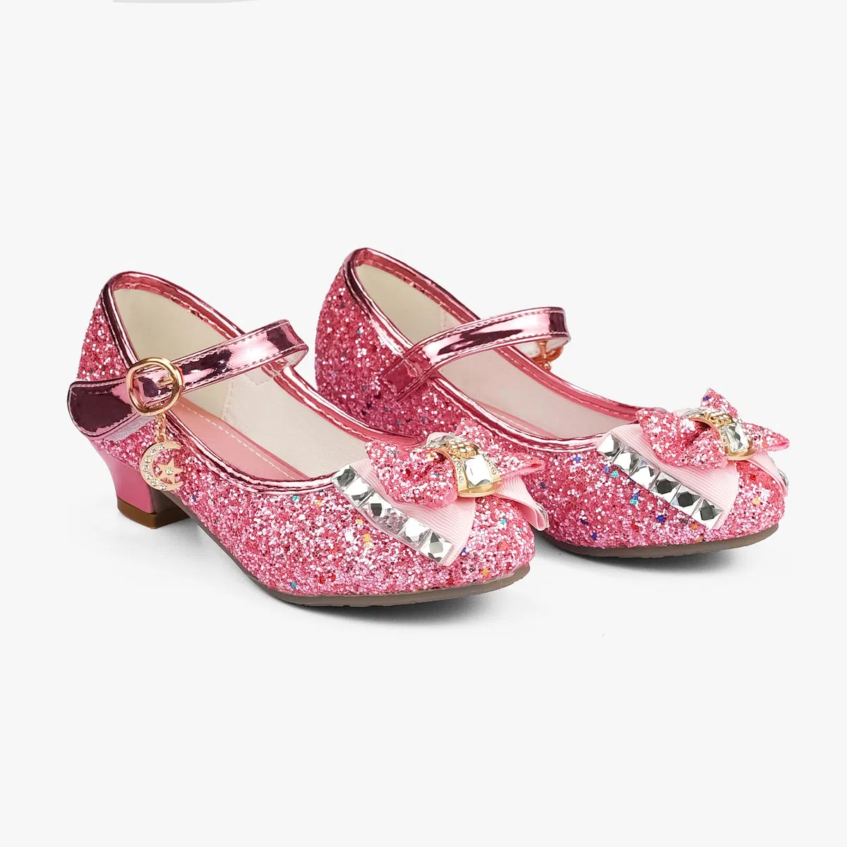 Scarpe Principessa Bambina Bimba, Scarpe Glitterate con Tacchi per Ragazza, Scarpe Cosplay con Paillettes Eleganti per Cerimonia Festa