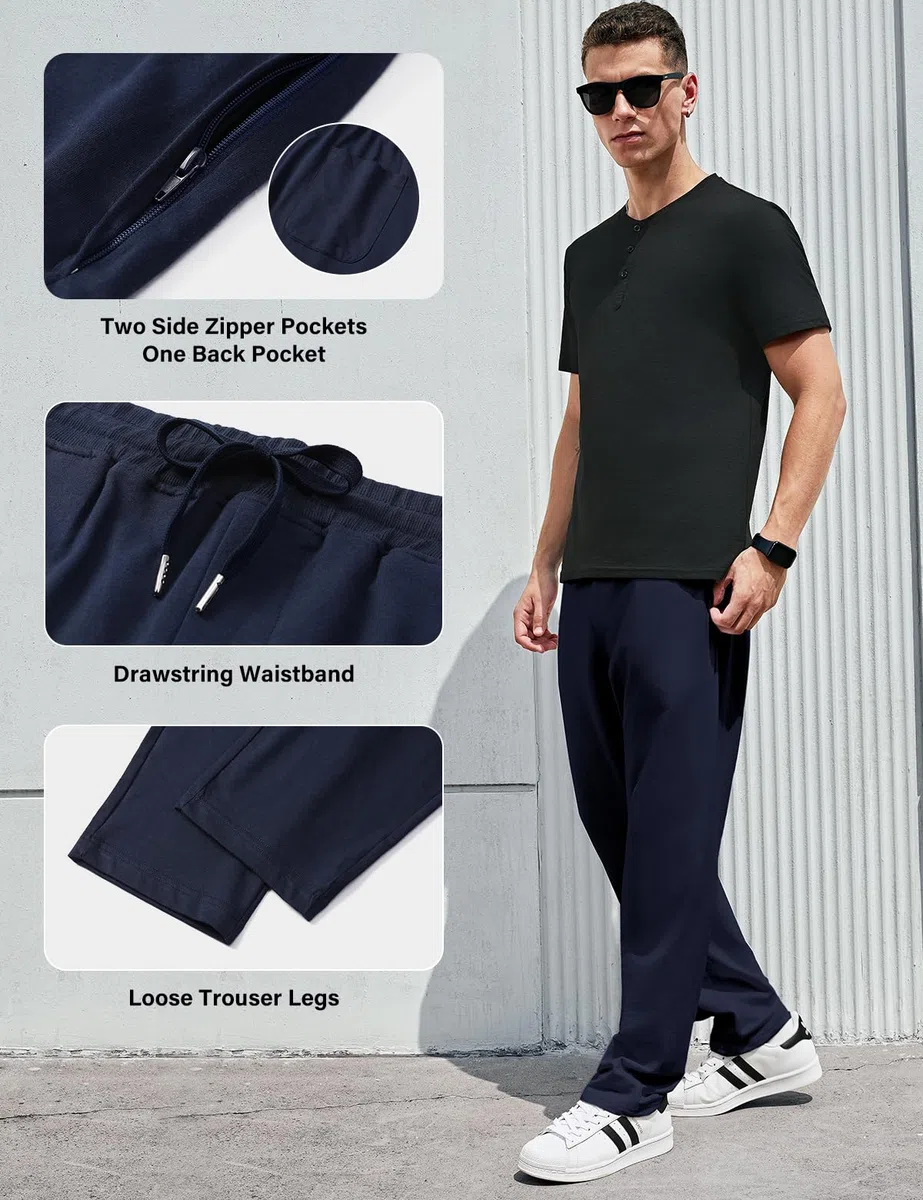 Arjen Kroos Pantaloni Tuta Uomo Cotone Casual, Pantaloni Uomo Elastico Vita con Coulisse da Ampia Pantalone per Relax e Sport