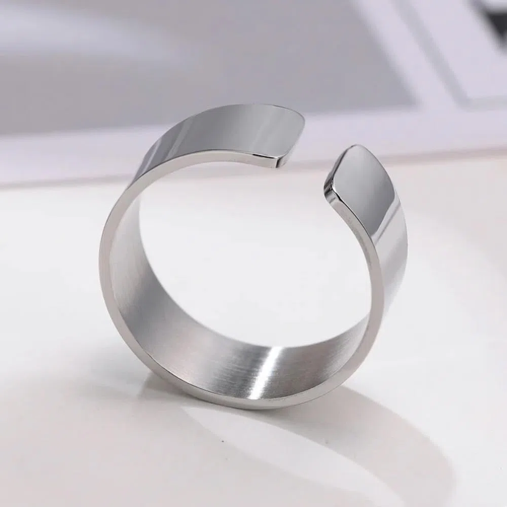 ZENSE - Anello aperto da uomo regolabile in acciaio lucido ZR0182