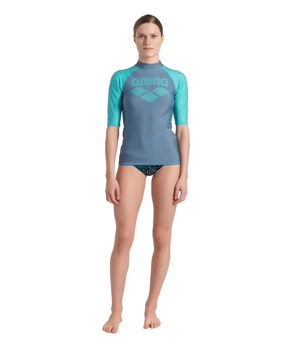 Arena Women's Arena Rash Vest S/S Graphic Rash Guard Shirt Donna (Pacco da 1)