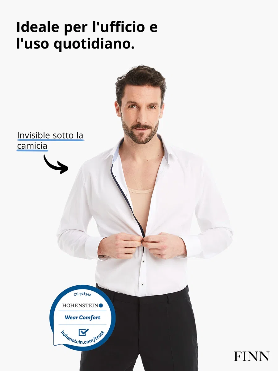 FINN Maglietta Intima Business Uomo Senza Maniche - Maglia Sottogiacca in Originale Tessuto Lenzing® Modal - La Canottiera Perfetta sotto Camicia e Abito