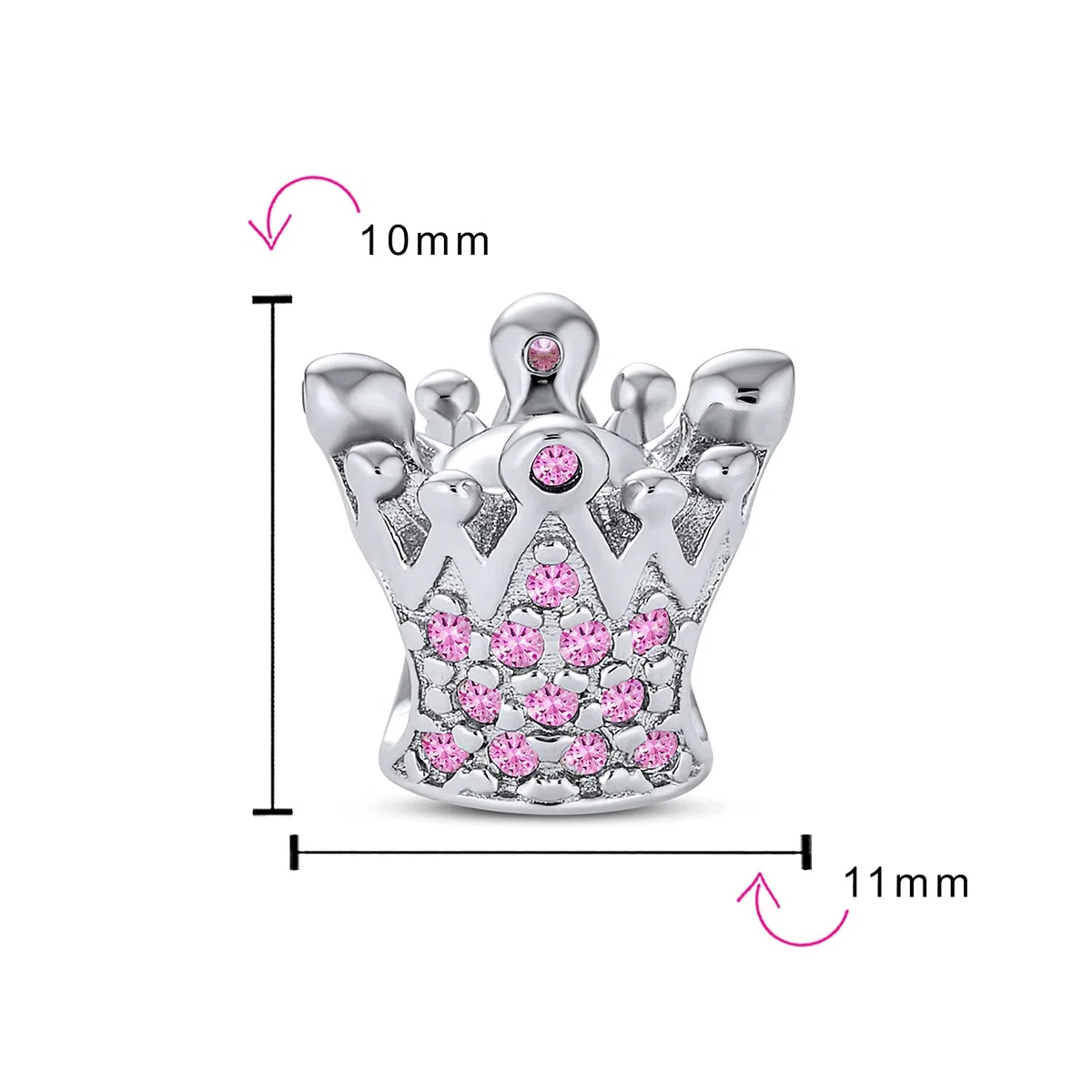 Bling Jewelry Principessa Regina Corona Royalty Rosa Fucsia Cristallo Charm .925 Argento Perlina Per Bracciale Europeo Per Donne