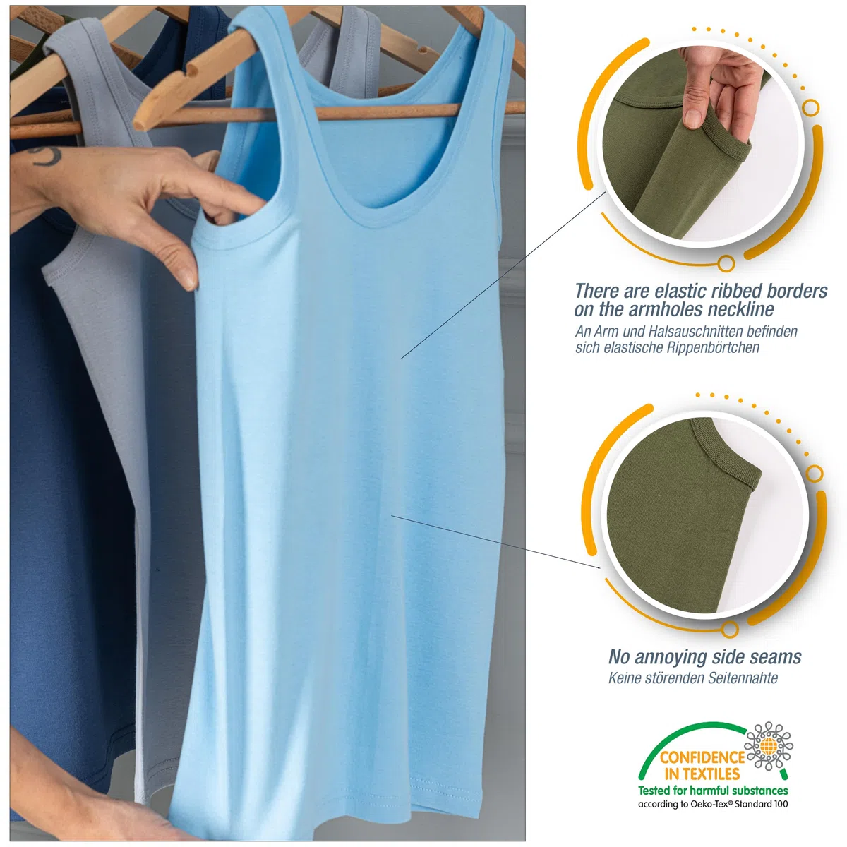 LOREZA ® 5 Ragazzi Biancheria Canottiere Intima 100% Cotone Senza Cuciture Laterali Canotta