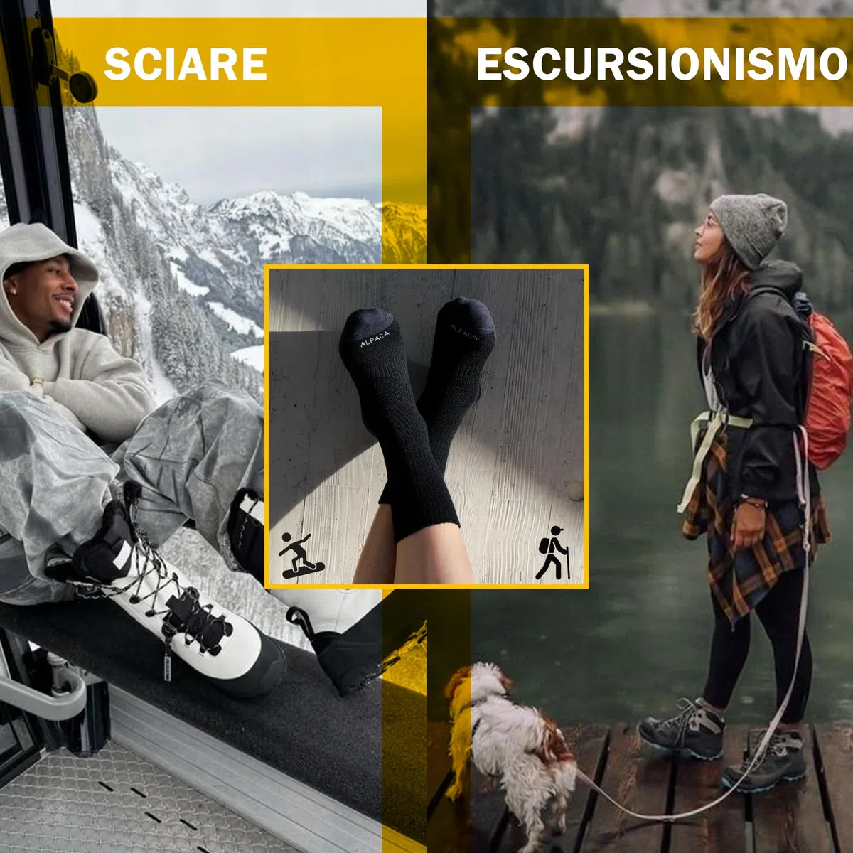 Calze Termiche Donna Uomo 2 Paia Lana de Alpaca Invernali Calzini Termici Calde Caldi Pesanti Ciclismo Trekking Running Sci Sportive Taglie 35-51
